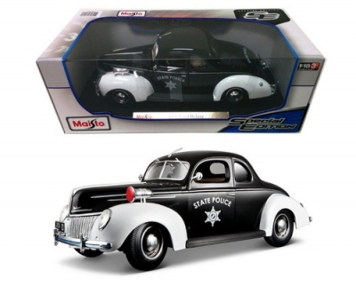 MAISTO 31366 Модель автомобиля 1:18- Форд Де Люкс полиция (1939) (FORD DELUXE V8 COUPE POLICE)