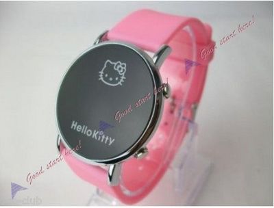 Часы наручные светодиодные женские led Hello Kitty Hello Kity Хэло Китти розовые w-8